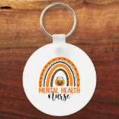 Nursing Halloween Pumpkin Rainbow Mental Health Nu Sleutelhanger (Voorkant)