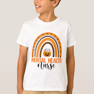 Nursing Halloween Pumpkin Rainbow Mental Health Nu T-shirt