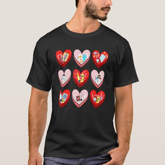 Nursing Heart Cute Valentine Day Group Matching T-shirt (Voorkant)