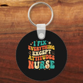 Nursing Humor Retro Groovy I Fix Everything Except Sleutelhanger (Voorkant)