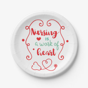 Nursing is a Work of Heart Papieren Bordje