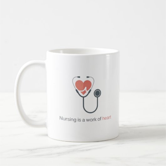 Nursing Is A Work Of Heart Stethoscope Coffee Mug Koffiemok (Links)