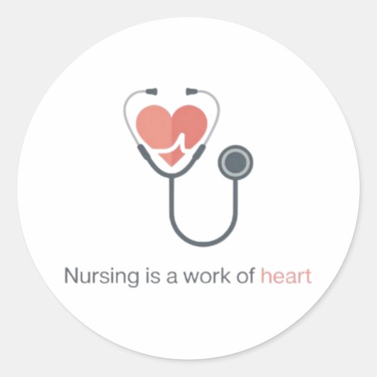 Nursing Is A Work Of Heart Stethoscope Sticker Nur (Voorkant)