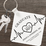 Nursing Medical School Afstuderen Sleutelhanger<br><div class="desc">Deze afstuderen sleutelhanger met een hartslagthema heeft een gedurfde zwarte EKG-lijn die over het ontwerp loopt, met een hart in het midden. In het hart wordt "Klasse van 2025" (of elk jaar) weergegeven, waardoor het een perfect eerbetoon is aan een medische of verpleegschool afstuderen. Bovenaan is "Afstuderen" elegant geschreven, maar...</div>