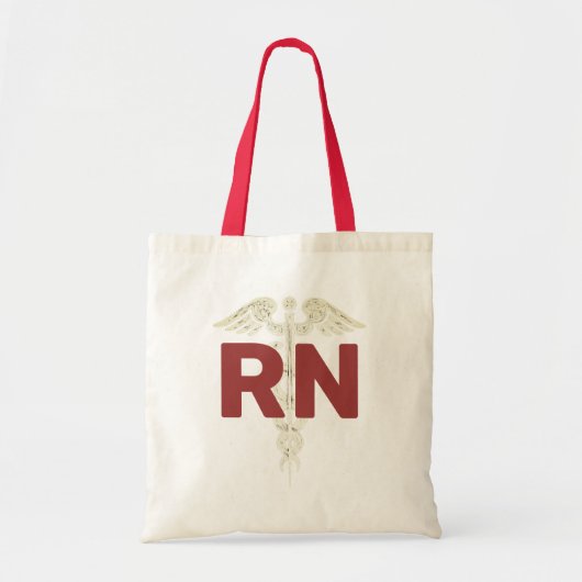 Nursing RN Caduceus Burgundy Canvas tas (Voorkant)