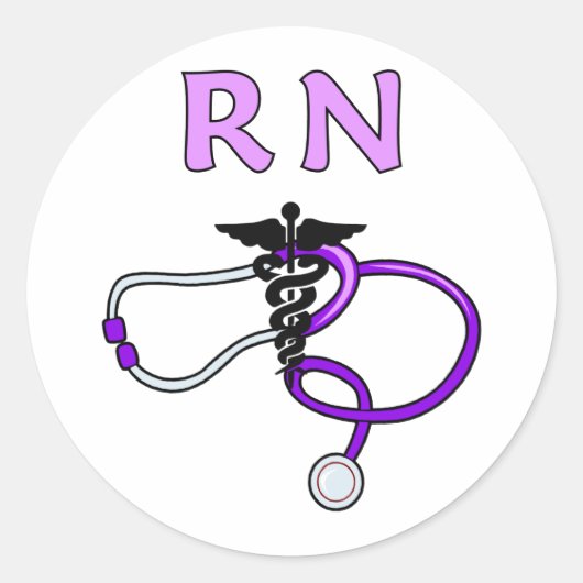 Nursing RN Stethoscoop Ronde Sticker (Voorkant)