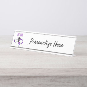 Nursing RN Stethoscope Personalized Desk Name Pla Bureau Naambordje