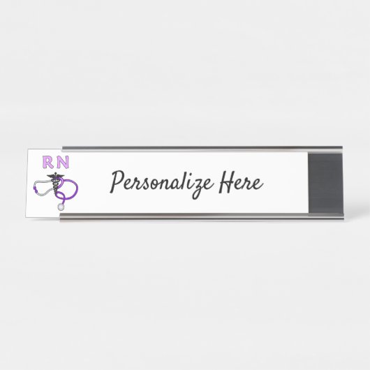 Nursing RN Stethoscope Personalized Desk Name Pla Bureau Naambordje (Voorkant)