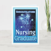Nursing School Afstuderen Blauw Vuurwerk en Sterre Kaart (Voorkant)