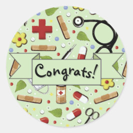 Nursing School Afstuderen Congrats Classic Round S Ronde Sticker