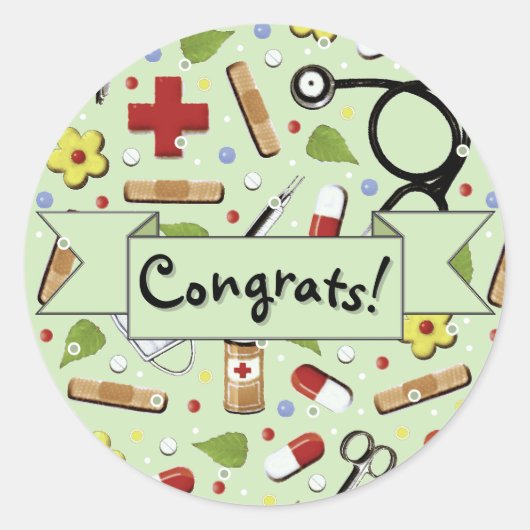 Nursing School Afstuderen Congrats Classic Round S Ronde Sticker (Voorkant)