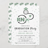Nursing shool stethoscope green RN graduation Kaart (Voorkant / Achterkant)