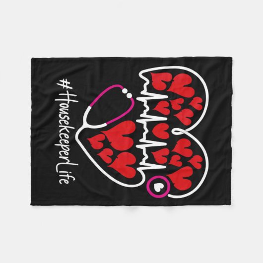Nursing Stethoscope Heart Housekeeper Valentines  Fleece Deken (Voorkant (Horizontaal))