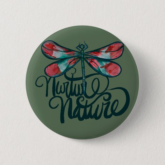 Nurture Natuur Dragonfly Art Earth Day Ronde Button 5,7 Cm (Voorkant)