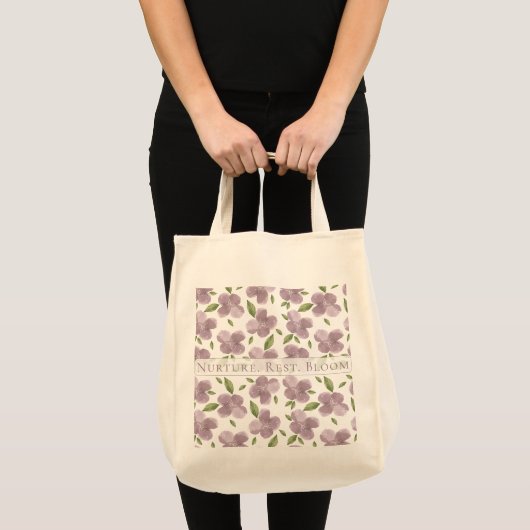 Nurture Rest Bloom Paarse Tote Bag (Voorkant (product))