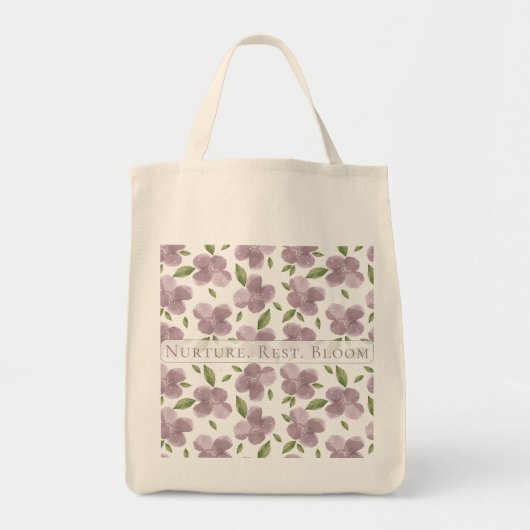 Nurture Rest Bloom Paarse Tote Bag (Voorkant)