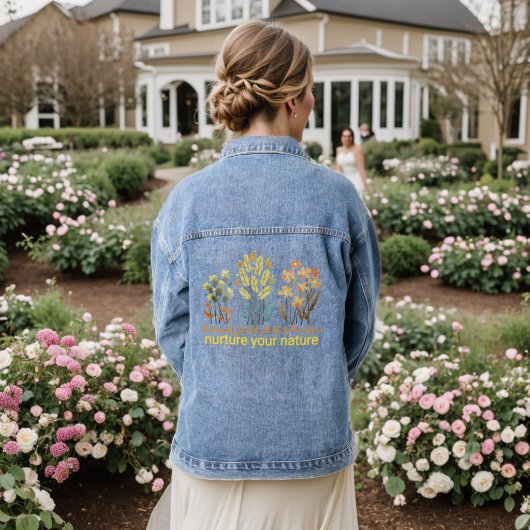 Nurture Your Nature Botanical Flowers Denim Jacket (Huwelijk Achterkant)