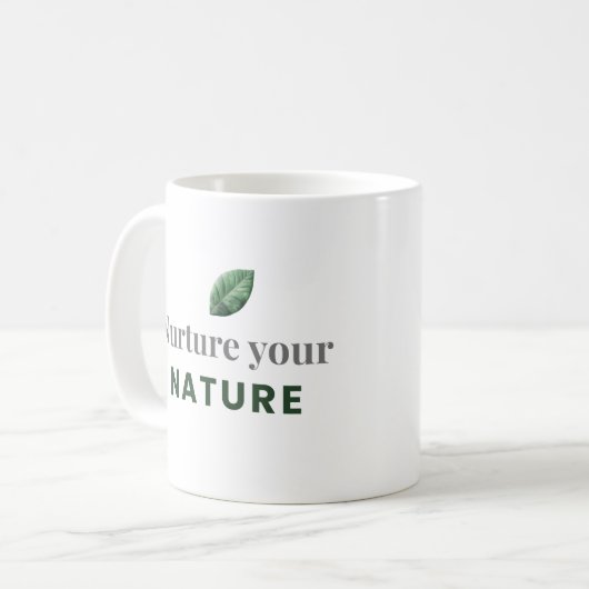 Nurture Your Nature Minimal Motivational Mug Koffiemok (Voorkant links)