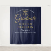 Nurzing Navy Blue Gold Afstuderen Foto achtergrond Wandkleed (Voorkant)