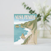 Nusa Penida Beach Bali Indonesia Vintage Briefkaart (Staand voorkant)