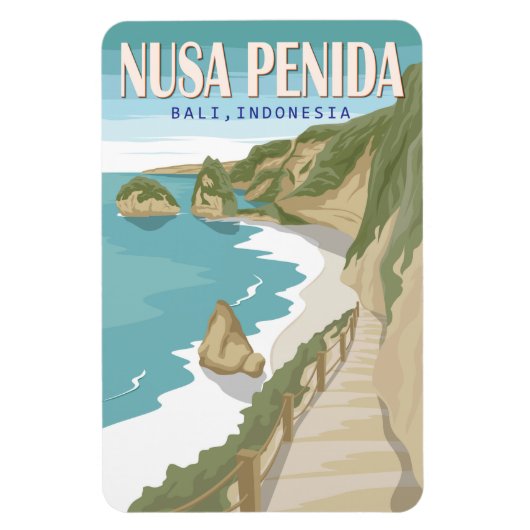 Nusa Penida Beach Bali Indonesia Vintage Magneet (Verticaal)