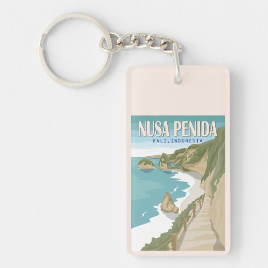 Nusa Penida Beach Bali Indonesia Vintage Sleutelhanger (Voorkant)