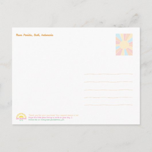 Nusa Penida Golden Sunset Postcard Feestdagenkaart (Achterkant)