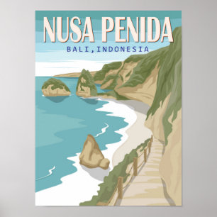 Nusa Penida-strand Bali Indonesië vintage Poster