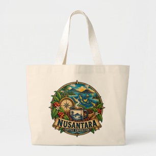 Nusantara Coffee-expeditie Vintage Indonesische Ku Grote Tote Bag