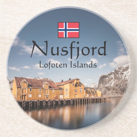 Nusfjord Lofoten Zandsteen Onderzetter (Voorkant)
