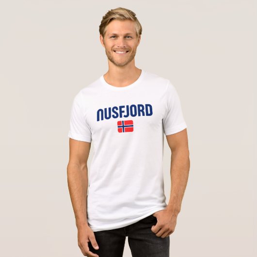 NUSFJORD Noorwegen Vlag Tri-Blend Shirt (Voorkant volledig)
