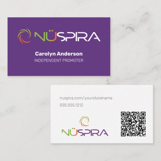 NuSpira Paarse Visitekaartje (Voorkant / Achterkant)