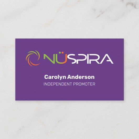 NuSpira Paarse Visitekaartje (Voorkant)