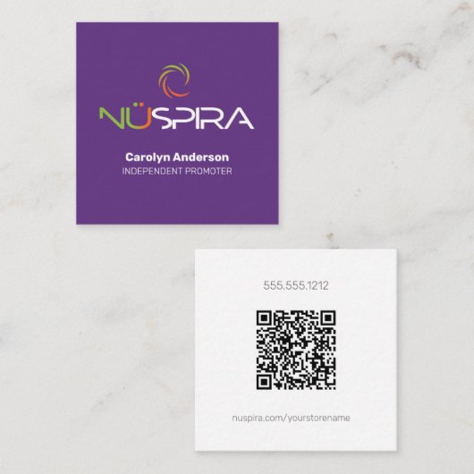 NuSpira Paarse Visitekaartje (Voorkant / Achterkant)