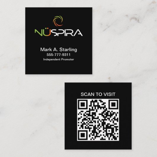 NuSpira QR Code Vierkant Visitekaartje (Voorkant / Achterkant)