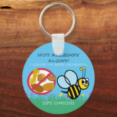 Nut Allergy Alert Bumble Bee Kinder Gepersonalisee Sleutelhanger (Voorkant)