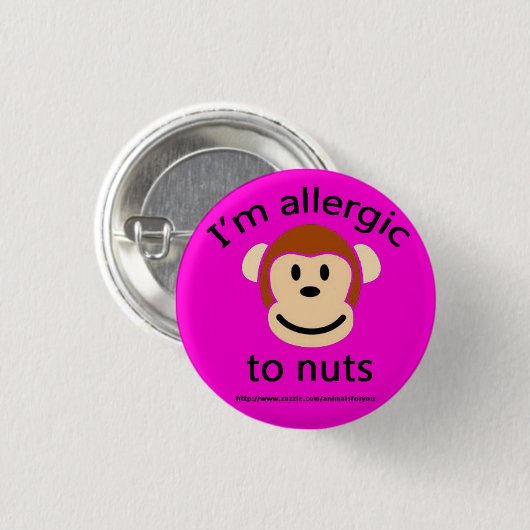 Nut Allergy Alert Pink Ronde Button 3,2 Cm (Voorkant /achterkant)