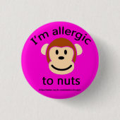 Nut Allergy Alert Pink Ronde Button 3,2 Cm (Voorkant)