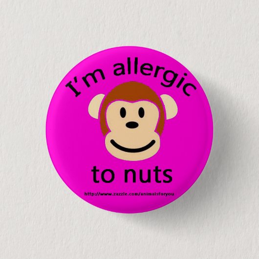 Nut Allergy Alert Pink Ronde Button 3,2 Cm (Voorkant)