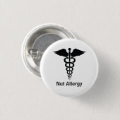 Nut Allergy Alert Ronde Button 3,2 Cm (Voorkant /achterkant)