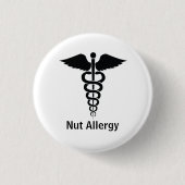 Nut Allergy Alert Ronde Button 3,2 Cm (Voorkant)