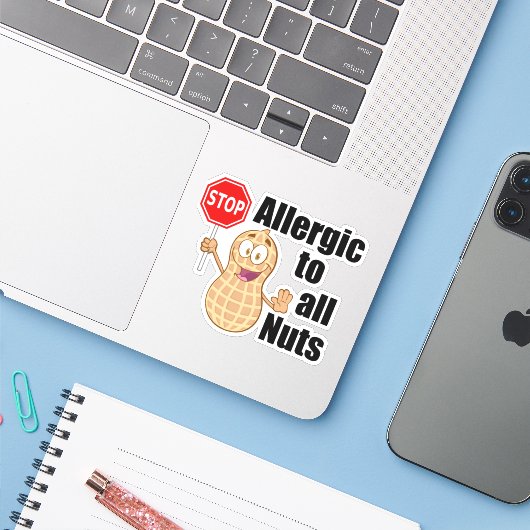 Nut Allergy Alert Sticker (Laptop met iPhone)