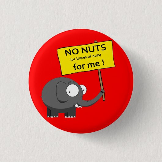 Nut Allergy Elephant Ronde Button 3,2 Cm (Voorkant)