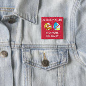 Nut and Dairy Food Allergy Alert Pin Vierkante Button 5,1 Cm (In situ)