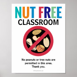 Nut Free Area Classroom Gepersonaliseerd Allergy S Poster