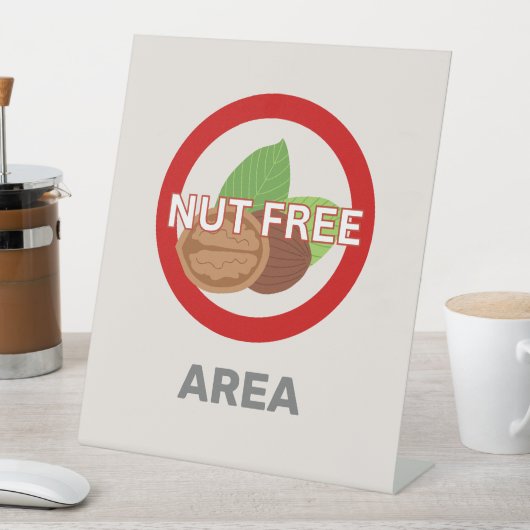 Nut Free Area Gepersonaliseerd voedselallergie Reclamebord Met Voetstuk (Insitu)
