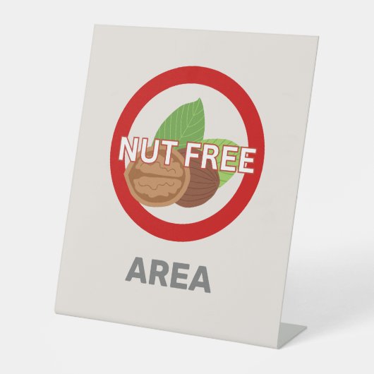 Nut Free Area Gepersonaliseerd voedselallergie Reclamebord Met Voetstuk (Voorkant)