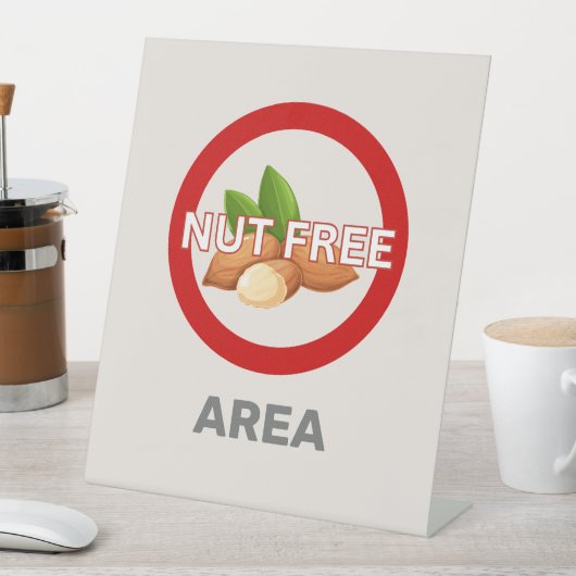 Nut Free Area Gepersonaliseerd voedselallergie Reclamebord Met Voetstuk (Insitu)