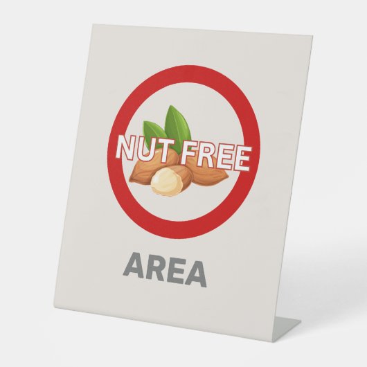 Nut Free Area Gepersonaliseerd voedselallergie Reclamebord Met Voetstuk (Voorkant)