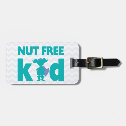 Nut Free Kind Superheld Girl Alert for Medical Kit Bagagelabel (Voorkant horizontaal)